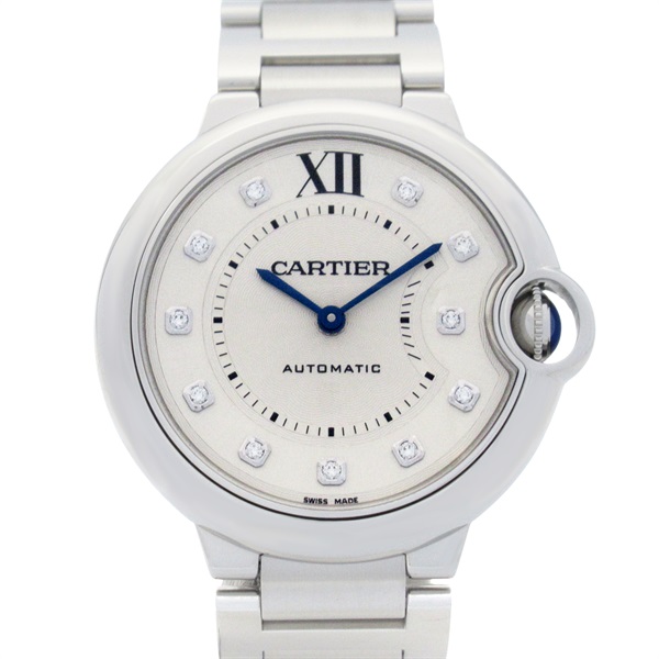 CARTIER Baron Blue 11P Wrist Watch WE902075 Automatic SS diamond Used Boys