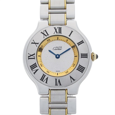 CARTIER Must 21 LM Wrist Watch W10074R6 Quartz Gold Plated SS Used mens