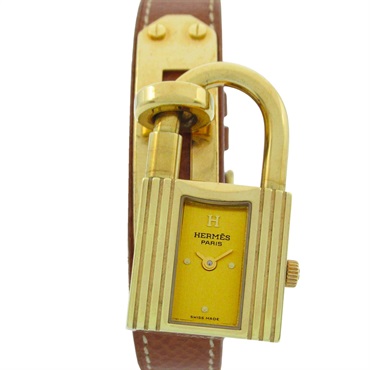 HERMES Kelly Wrist Watch KE1.201 Quartz Gold Plated Leather belt Used Women