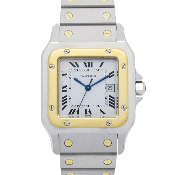 CARTIER Santosgalbe LM Wrist Watch 81036283 Automatic 18KYG Gold SS Used mens