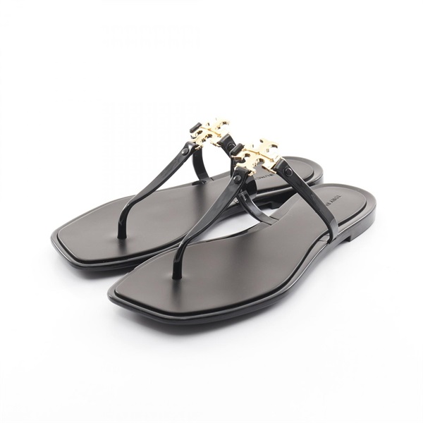 Tory Burch ROXANNE JELLY Sandals flats shoes #7 1377040137 Patent leather Black