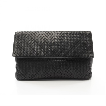 BOTTEGA VENETA Intrecciato business clutch bag 430616 leather Black Used mens