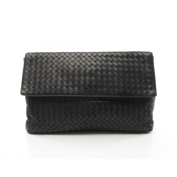 BOTTEGA VENETA Intrecciato business clutch bag 430616 leather Black Used mens