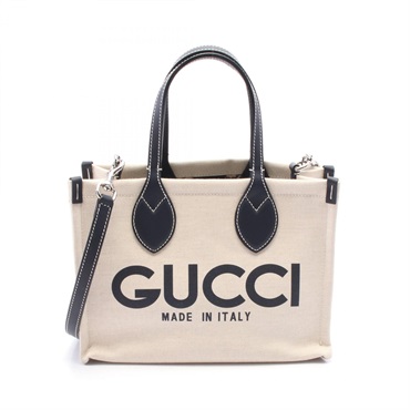 GUCCI Print Mini Tote shoulder crossbody Bag 772144 canvas leather natural navy