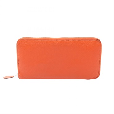 HERMES Azap Long wallet Togo leather Orange Feu Used Women T SHW