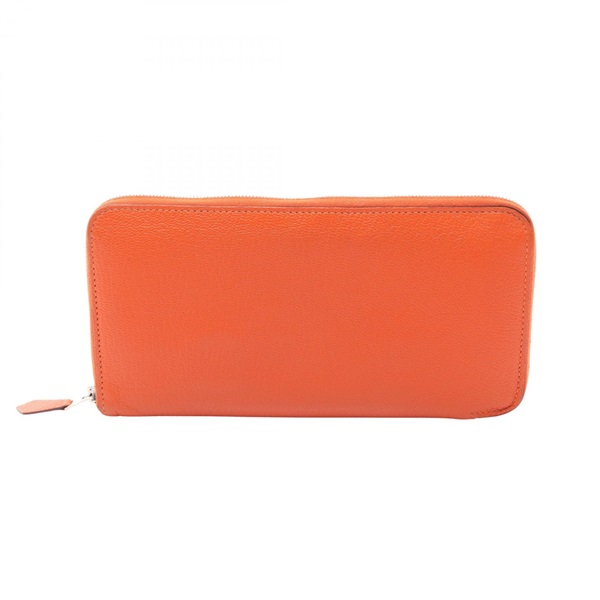 HERMES Azap Long wallet Togo leather Orange Feu Used Women T SHW