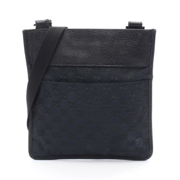 GUCCI GG canvas Shoulder Bag 27639 canvas leather Black Used Women