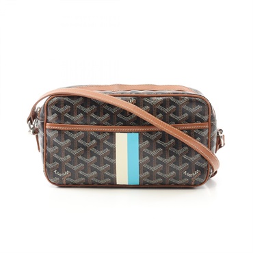 GOYARD Cup Vert PM Shoulder Bag crossbody canvas leather Black Brown Used Women