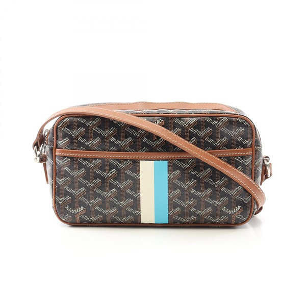 GOYARD Cup Vert PM Shoulder Bag crossbody canvas leather Black Brown Used Women
