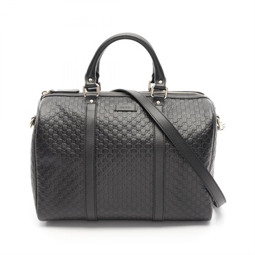 GUCCI Micro Guccissima Shoulder Handbag 449646 leather Black Used crossbody