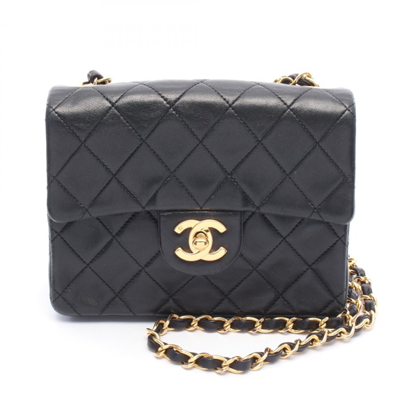 CHANEL Mini Matelasse Chain Shoulder Crossbody Bag A01115 leather Black GHW CC