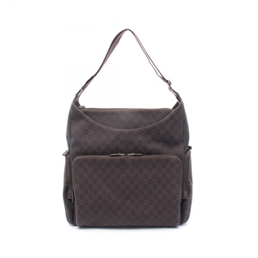 GUCCI GG Pattern Shoulder Bag 112249 Canvas Leather Brown Used Women