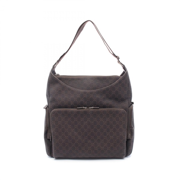 GUCCI GG Pattern Shoulder Bag 112249 Canvas Leather Brown Used Women