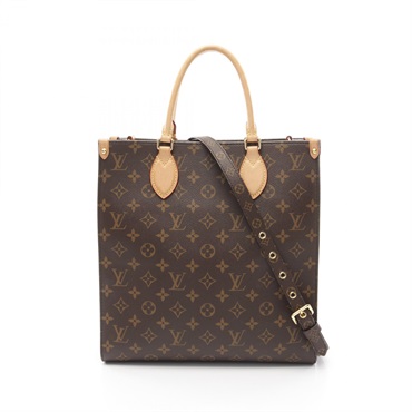 LOUIS VUITTON Sac Plat PM Tote shoulder Bag M45848 Monogram leather Brown Used