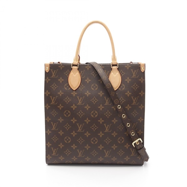 LOUIS VUITTON Sac Plat PM Tote shoulder Bag M45848 Monogram leather Brown Used