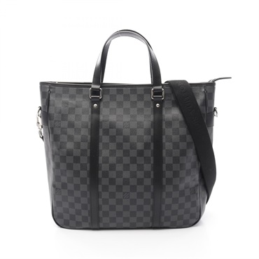 LOUIS VUITTON Tadao Shoulder Tote Bag N51192 Damier graphite Canvas Black Used