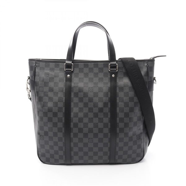 LOUIS VUITTON Tadao Shoulder Tote Bag N51192 Damier graphite Canvas Black Used
