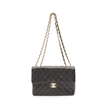 CHANEL Deca Matelasse 30 chain Shoulder Bag A04412 Lamb leather Black Used Women