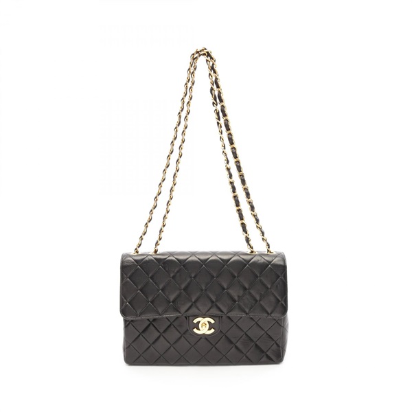 CHANEL Deca Matelasse 30 chain Shoulder Bag A04412 Lamb leather Black Used Women