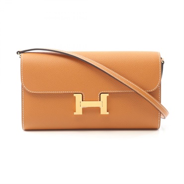 HERMES Constance long to go Shoulder Bag Epsom leather Brown Toffee Used GHW W