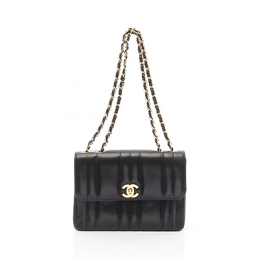CHANEL Mademoiselle Chain Shoulder Bag Lambskin sheep leather Black Used GHW CC