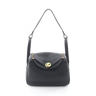 HERMES Lindy 26 Shoulder Bag K 073428CC Taurillon Clemence Black Used GHW