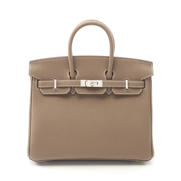HERMES Birkin 25 Hand bag W Togo leather Etoupe Grey SHW