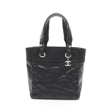 CHANEL Paribialitz PM Tote Bag A34208 PVC coated canvas leather Black SHW Women