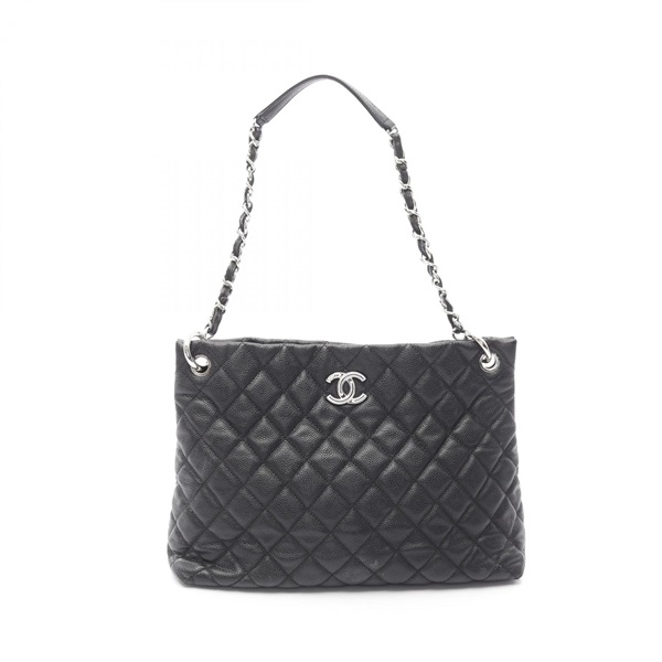 CHANEL Matelasse chain Shoulder Bag Calf leather Black Used SHW