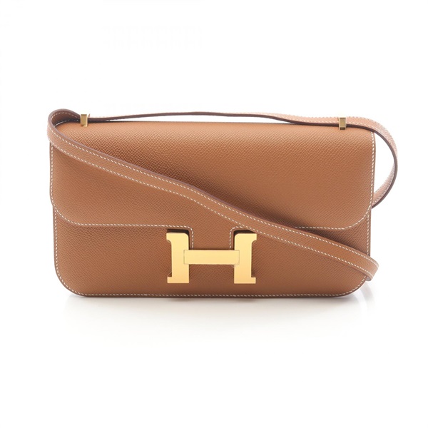 HERMES Constance Elan Shoulder crossbody Bag W Epsom Gold Used GHW