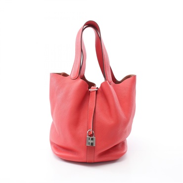 HERMES Picotin Lock GM Handbag Clemence leather Rouge pivoine Used Women T SHW