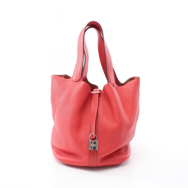 HERMES Picotin Lock GM Handbag Clemence leather Rouge pivoine Used Women T SHW