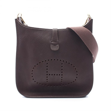 HERMES Evelyne 1 Anne GM Shoulder Bag Fjord leather Brown Havane Used Women B
