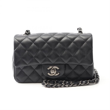 CHANEL Mini Matelasse 20 Chain Shoulder Bag A69900 Calfskin Black Used Women CC