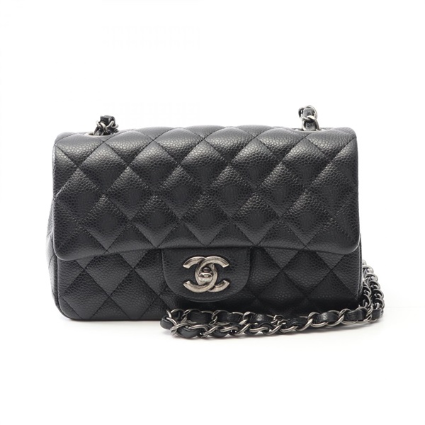 CHANEL Mini Matelasse 20 Chain Shoulder Bag A69900 Calfskin Black Used Women CC