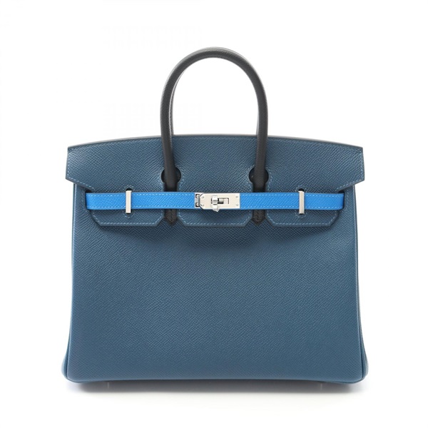 HERMES Birkin 25 Hand bag tricolor W 084680CK Epsom Deep blue SHW