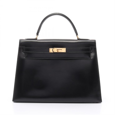 HERMES Kelly Handbag 001858CC Box calf Black Used Women GHW I No strap