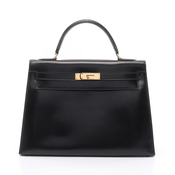 HERMES Kelly Handbag 001858CC Box calf Black Used Women GHW I No strap