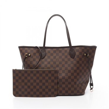 LOUIS VUITTON Neverfull MM Tote Bag N41358 Damier canvas Brown Cerise Used Women
