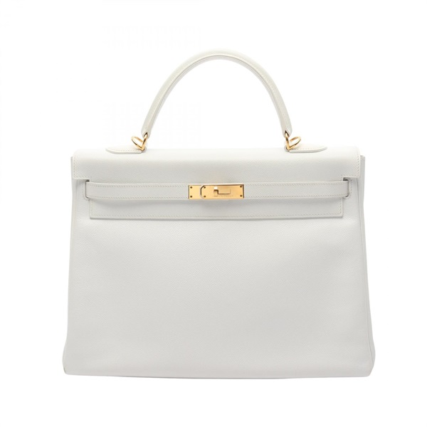 HERMES Kelly 35 Hand bag I Inside Stitched Epsom White White Used GHW