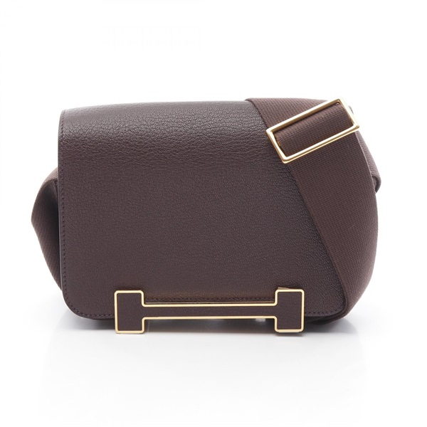 HERMES Geta Rouge seller Shoulder crossbody Bag U Chevre myzore brown GHW