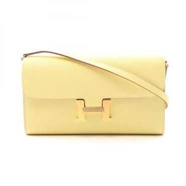 HERMES Constance long to go Shoulder Bag Epsom leather Yellow Used Women Z GHW