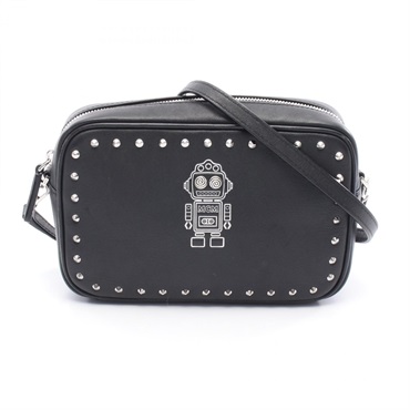 MCM Robot Shoulder Crossbody Bag MZZ9SRO30BK001 leather Black Used Women
