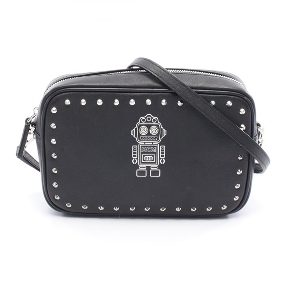MCM Robot Shoulder Crossbody Bag MZZ9SRO30BK001 leather Black Used Women
