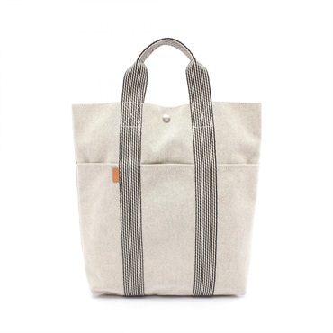 HERMES New Fourre-tout Cabas Tote hand Bag Toile H Gray Black Used SHW