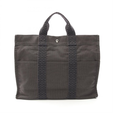 HERMES Herline MM Tote Bag 100951M Nylon canvas Gray Used unisex SHW