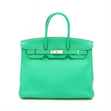 HERMES Birkin 35 Hand bag P Taurillon Clemence Menthe Used SHW