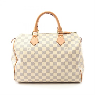 LOUIS VUITTON Speedy 30 Handbag N41533 Damier Azur canvas White Used Women LV