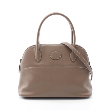 HERMES Bolide27 2way Shoulder Handbag Swift leather Brown Etoupe Grey Used A SHW