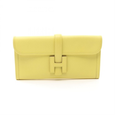 HERMES Jige Elan 29 business clutch second bag Q Epsom leather Lime Used